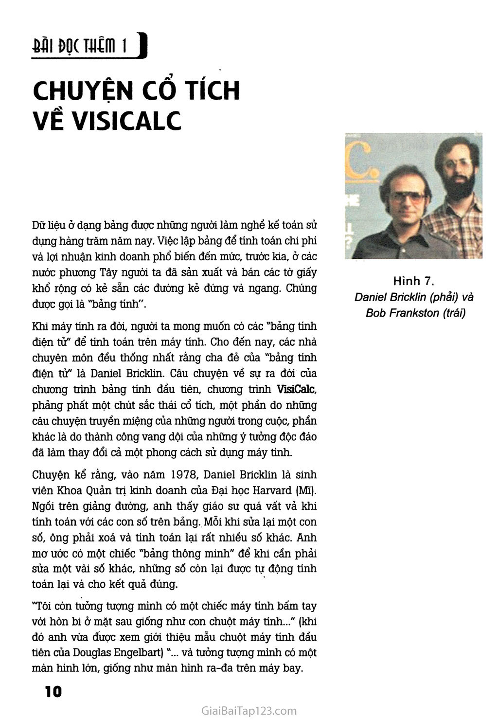Bài đọc thêm 1. Chuyện cổ tích về VisiCalc trang 1