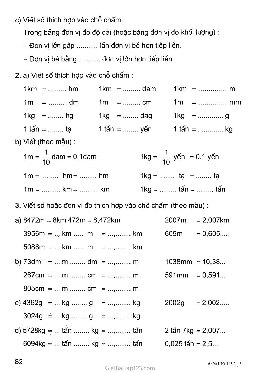 Bài 144: Ôn tập về đo độ dài và đo khối lượng trang 2