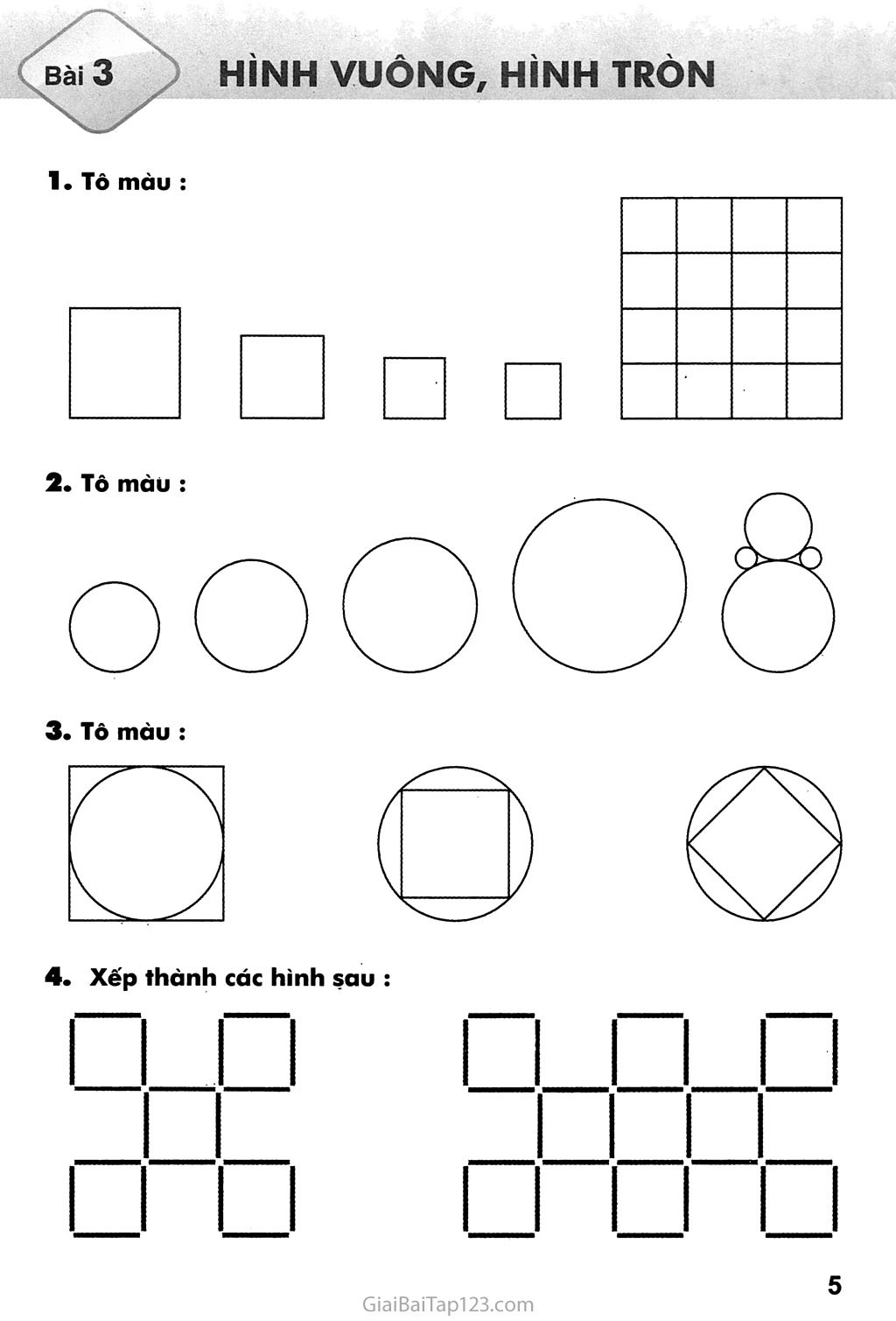 Bài 3. Hình vuông, hình tròn trang 1