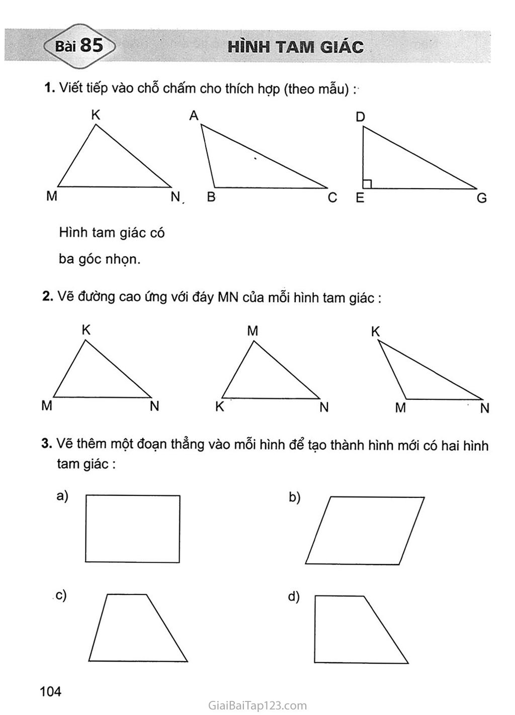 Bài 85. Hình tam giác trang 1