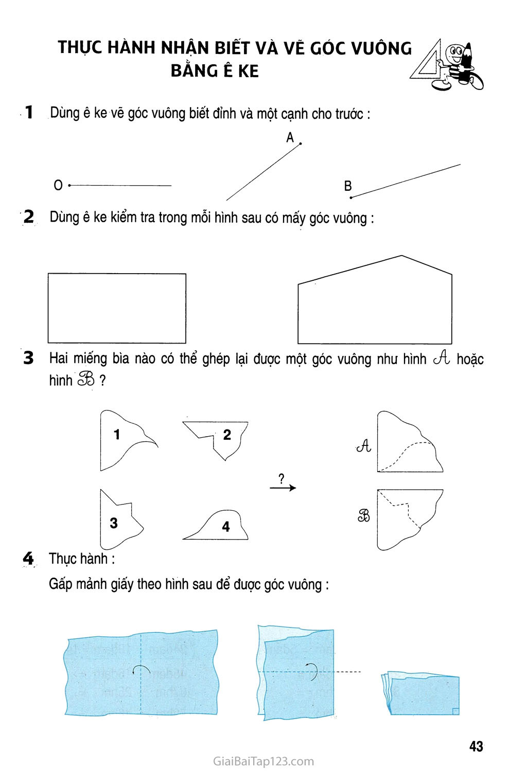 Thực hành nhận biết và vẽ các góc vuông bằng ê ke trang 1