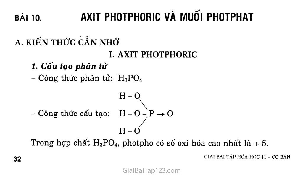 Bài 10: Axit photpho và muối photphat trang 1