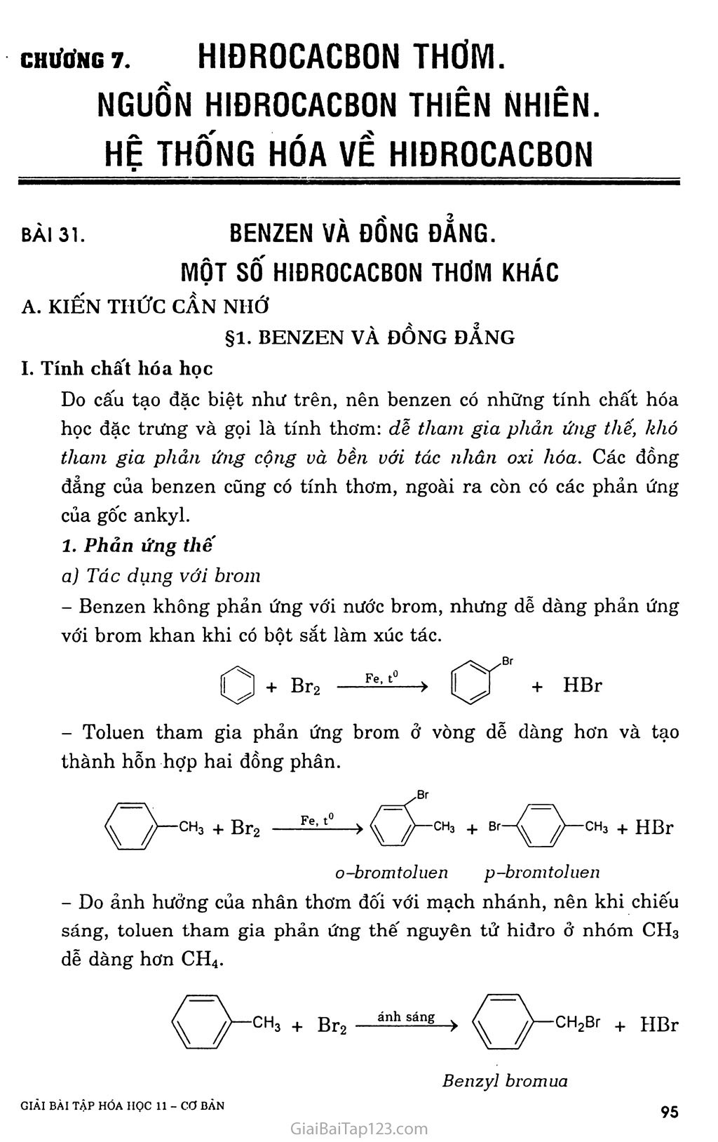 Bài 31: Benzen và đồng đẳng: Một số hiđrocacbon thơm khác trang 1