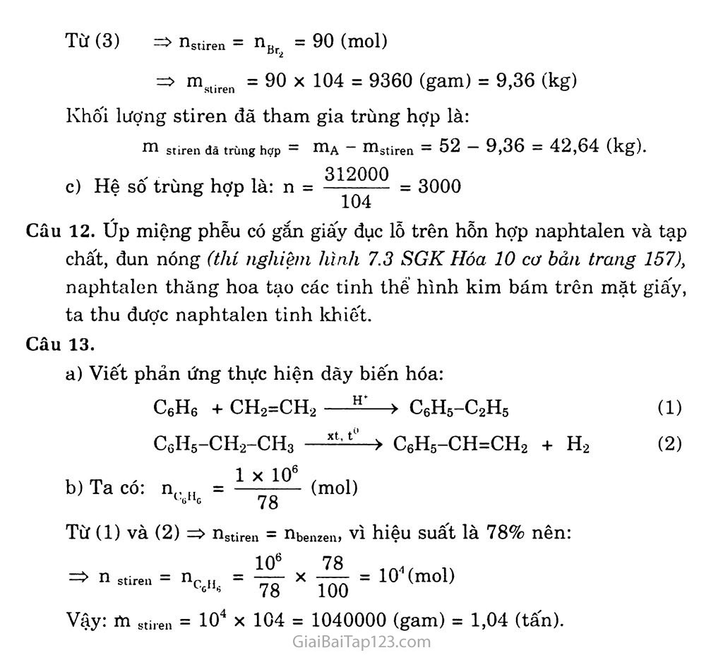 Bài 31: Benzen và đồng đẳng: Một số hiđrocacbon thơm khác trang 9