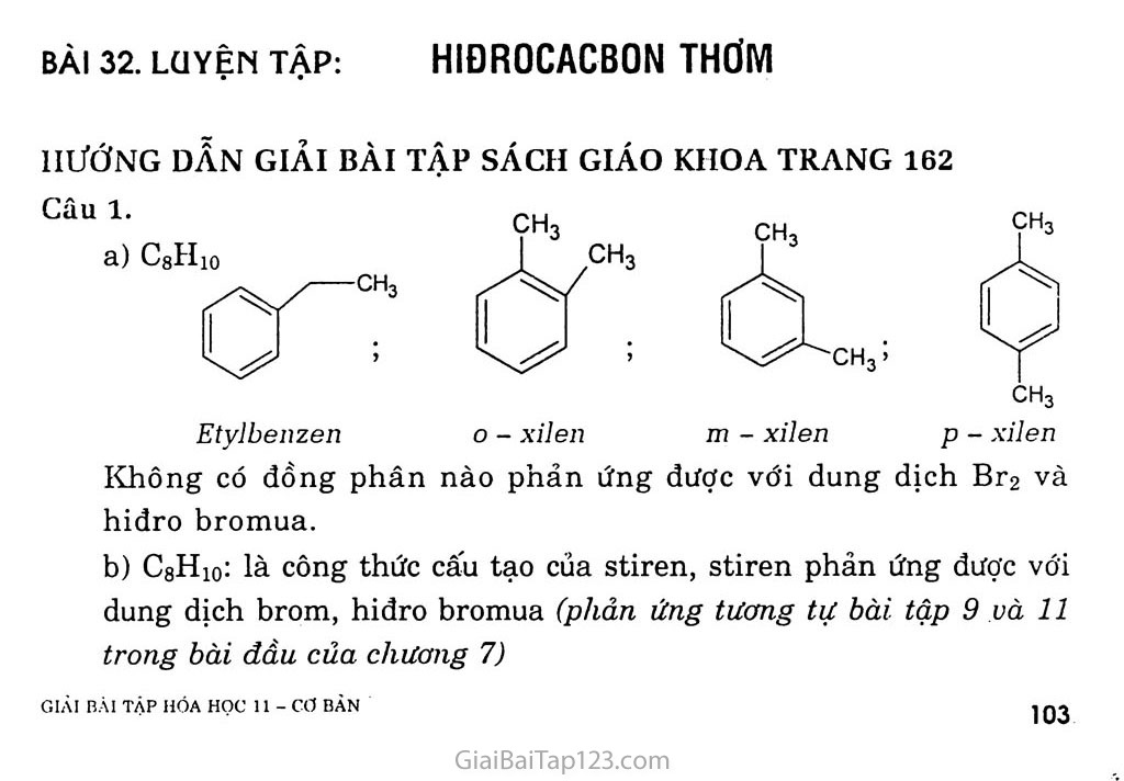 Bài 32: Luyên tập: Hiđrocacbon thơm trang 1