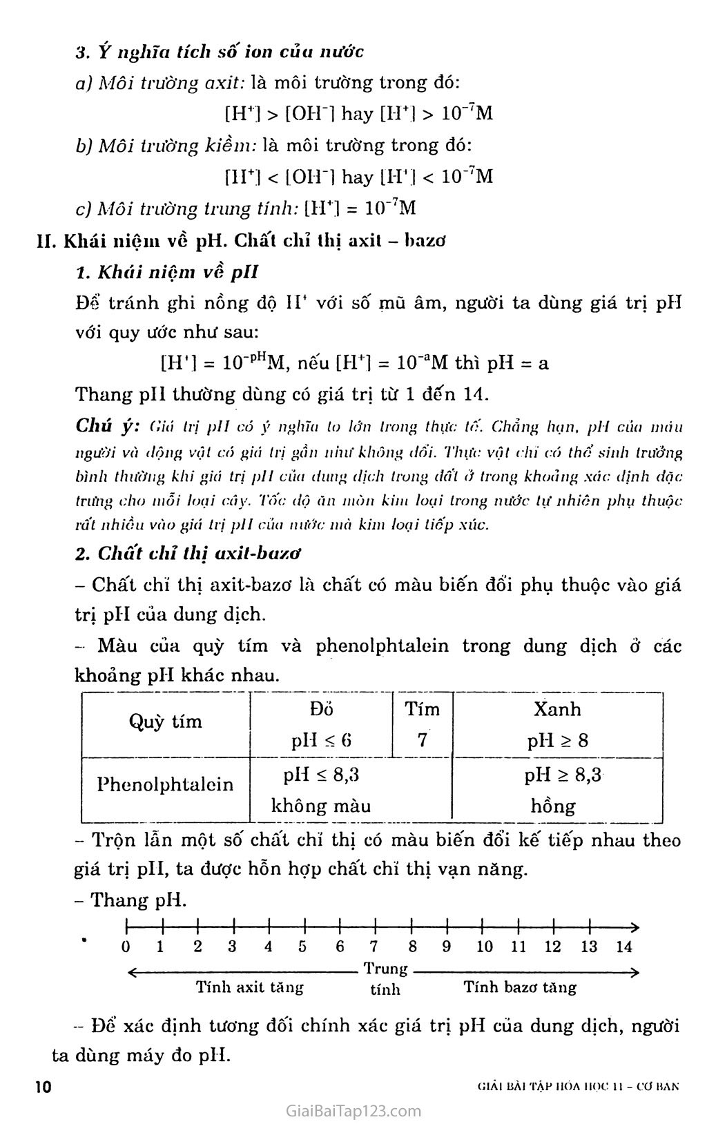 Bài 3: Sự điện ly của nước, pH: Chất chỉ thị aixit bazơ trang 2