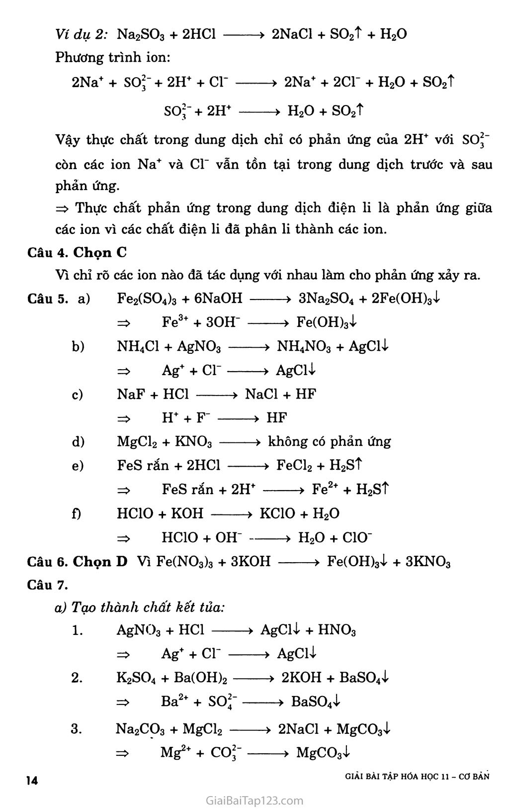 Bài 4: Phản ứng trao đổi ion trong dung dịch các chất điện li trang 3