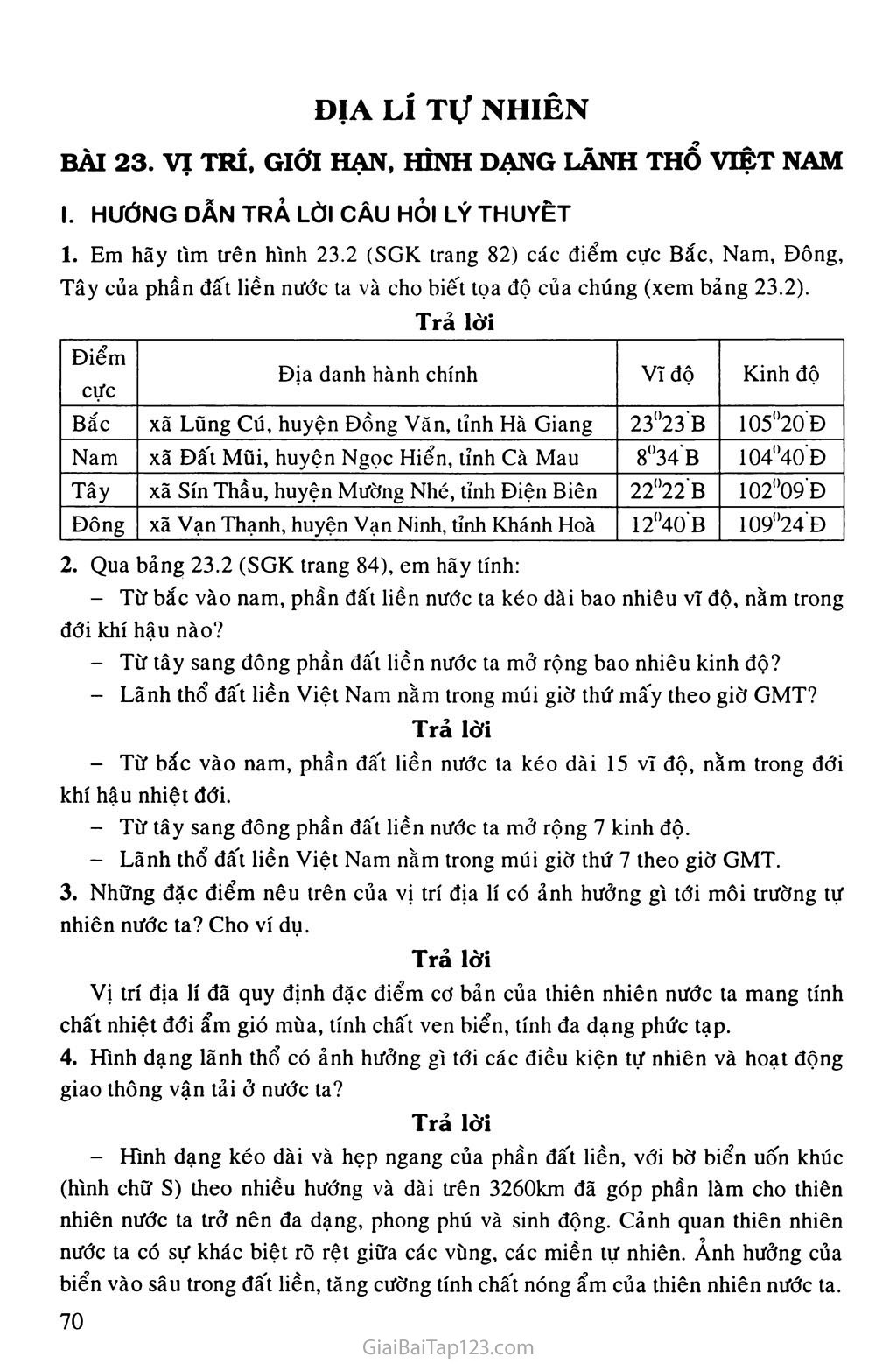 Bài 23. Vị trí, giới hạn, hình dạng lãnh thổ Việt Nam trang 1