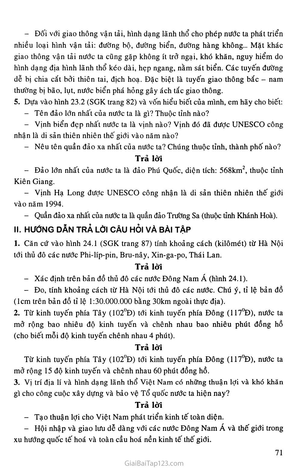 Bài 23. Vị trí, giới hạn, hình dạng lãnh thổ Việt Nam trang 2