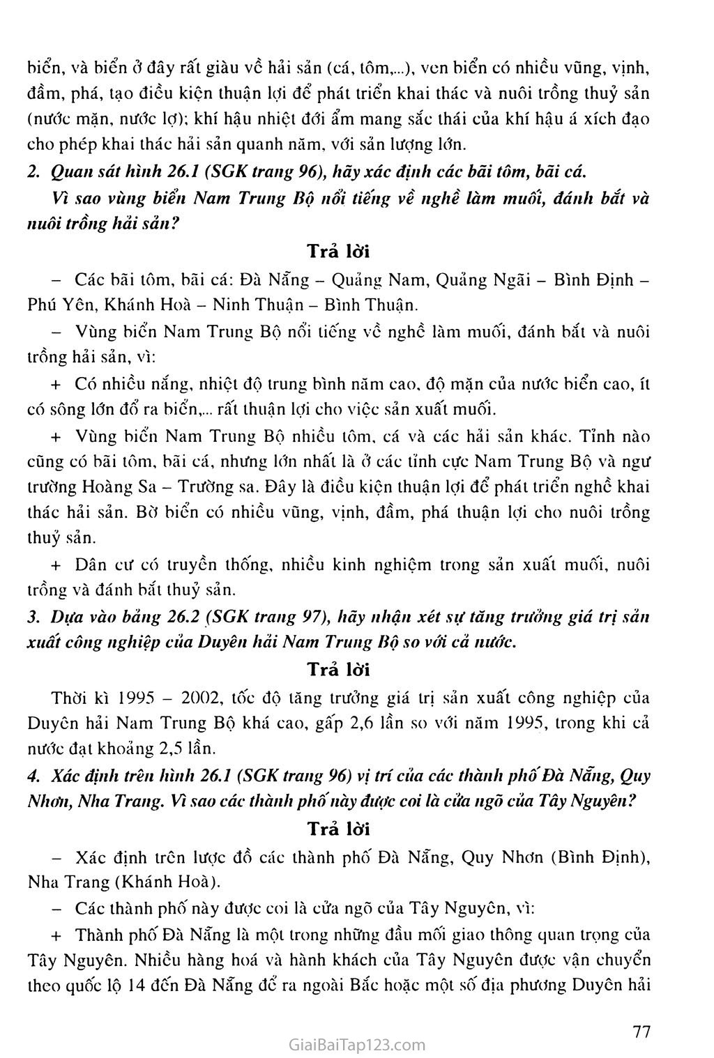 Bài 26. Vùng Duyên hải Nam Trung Bộ (tiếp theo) trang 2