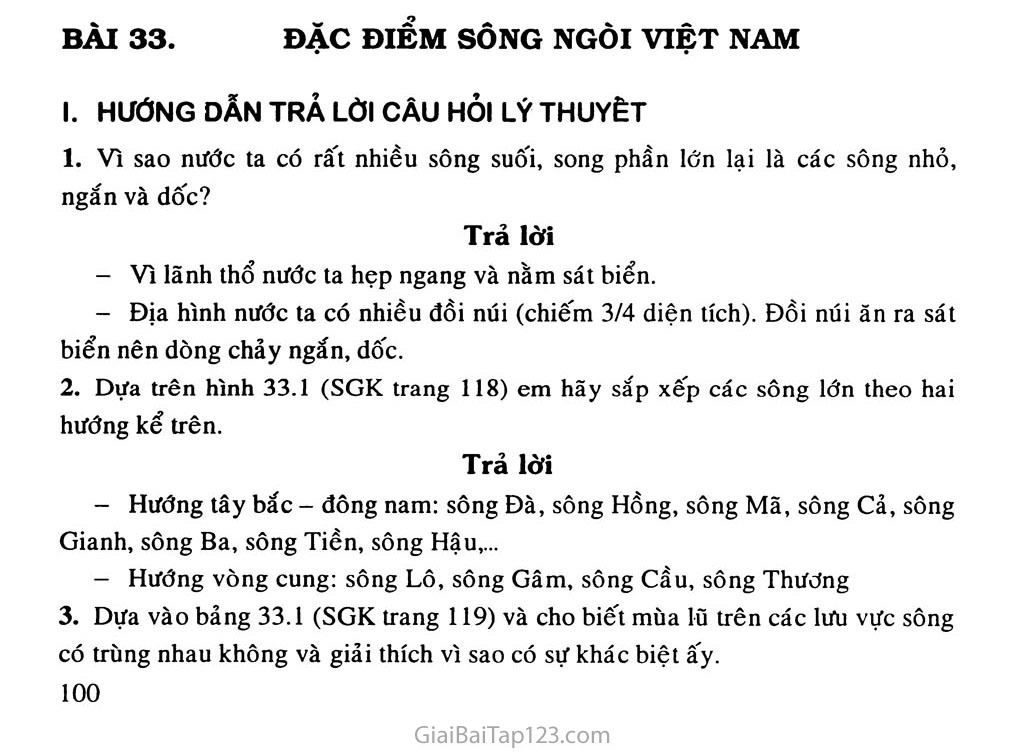 Bài 33. Đặc điểm sông ngòi Việt Nam trang 1