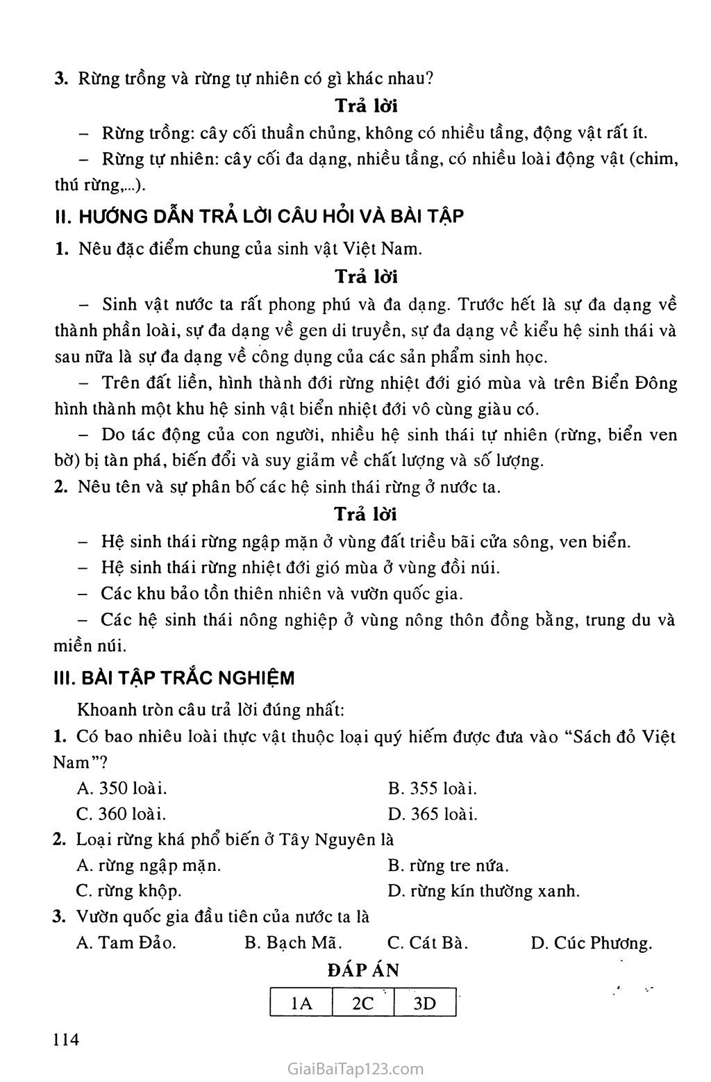 Bài 37. Đặc điểm sinh vật Việt Nam trang 3