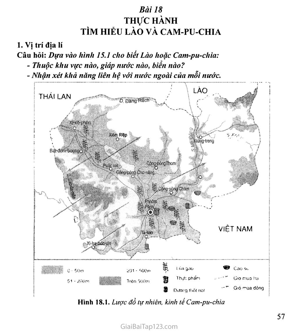Bài 18. Thực hành: Tìm hiểu Lào và Cam - pu - chia trang 1