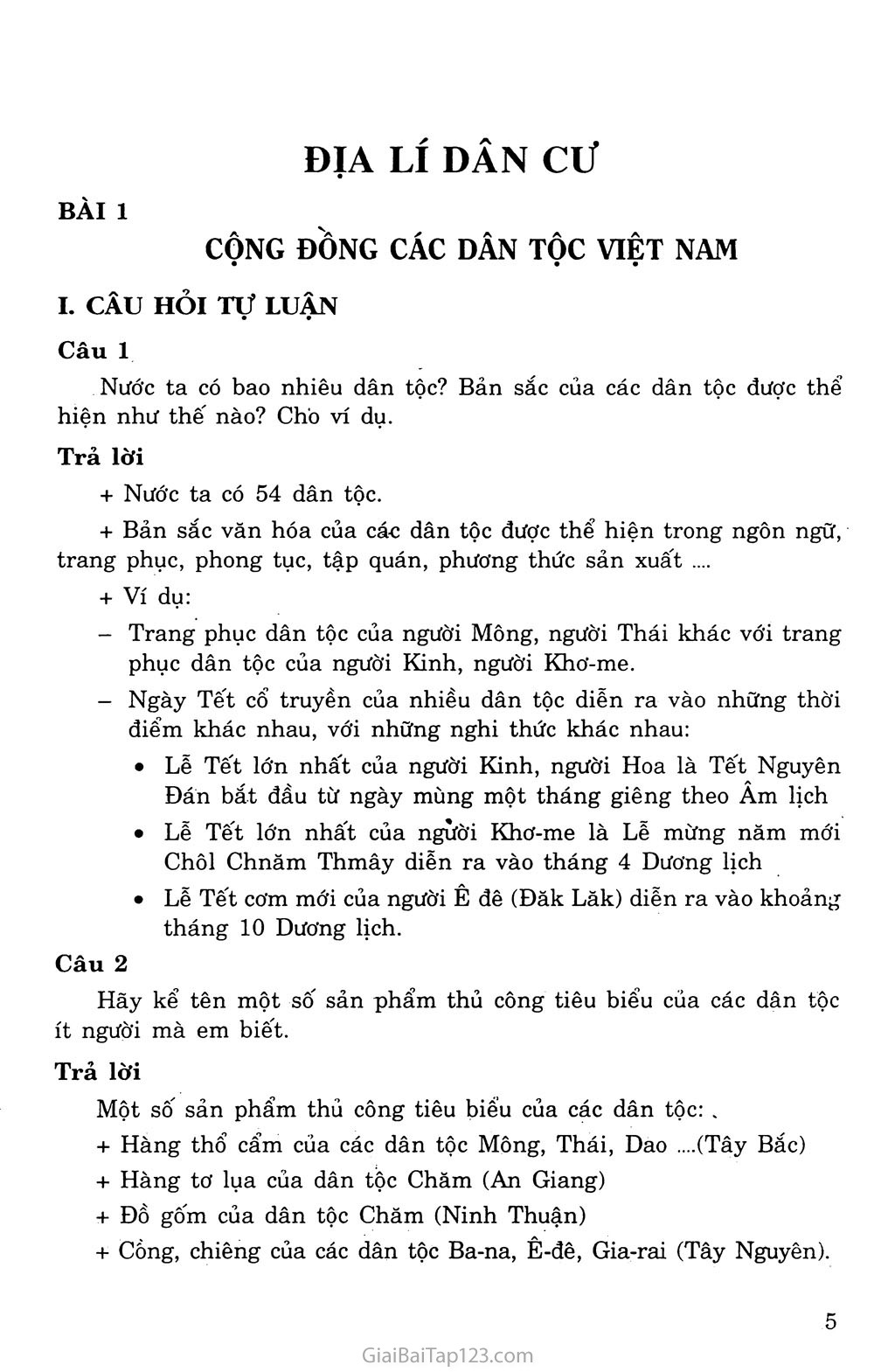 Bài 1. Cộng đồng các dân tộc Việt Nam trang 1