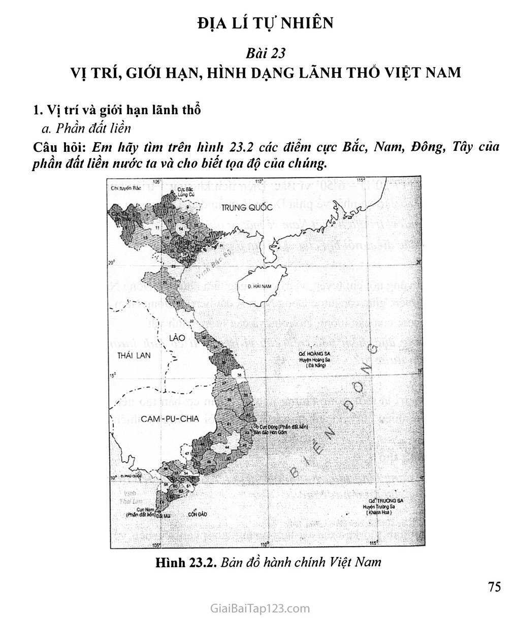 Bài 23. Vị trí, giới hạn, hình dạng lãnh thổ Việt Nam trang 1