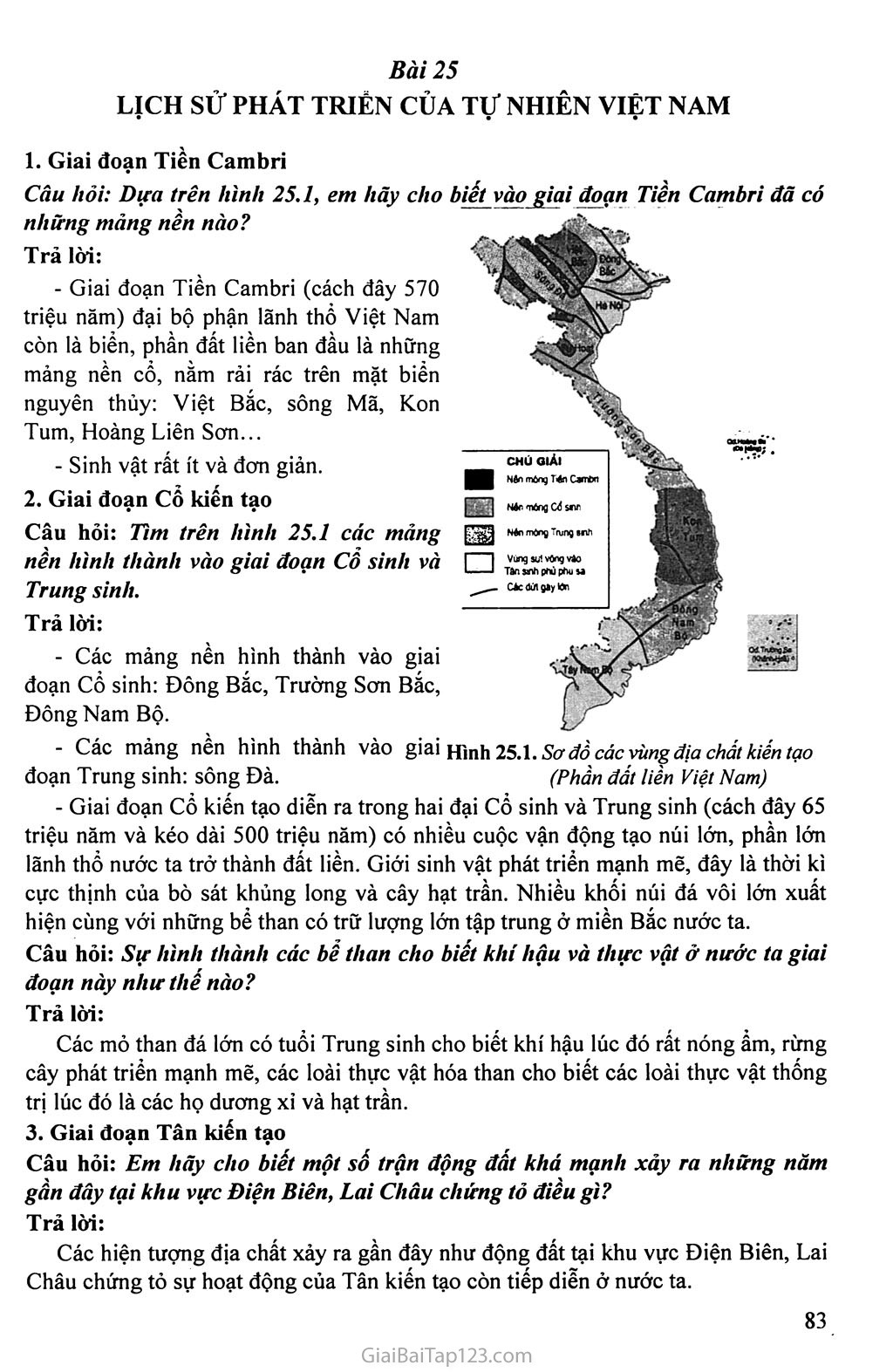 Bài 25. Lịch sử phát triển của tự nhiên Việt Nam trang 1