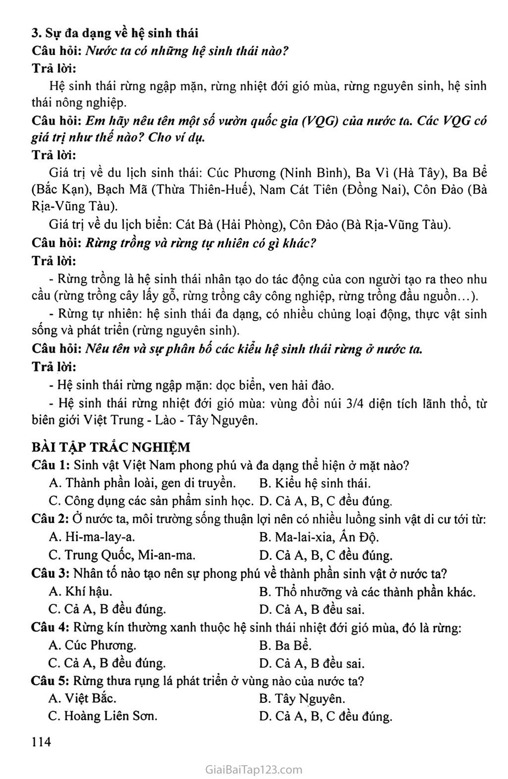 Bài 37. Đặc điểm sinh vật Việt Nam trang 2