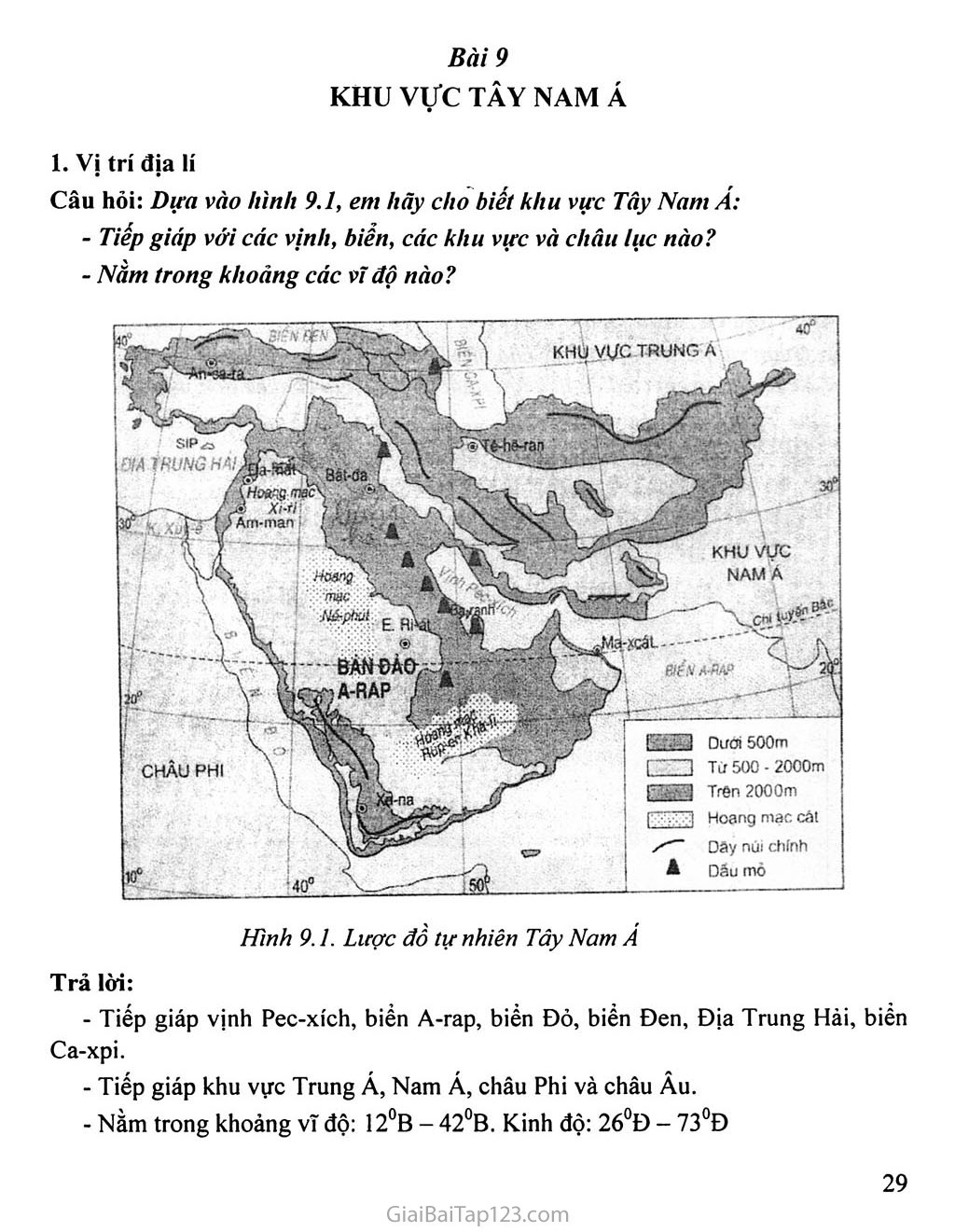 Bài 9. Khu vực Tây Nam Á trang 1