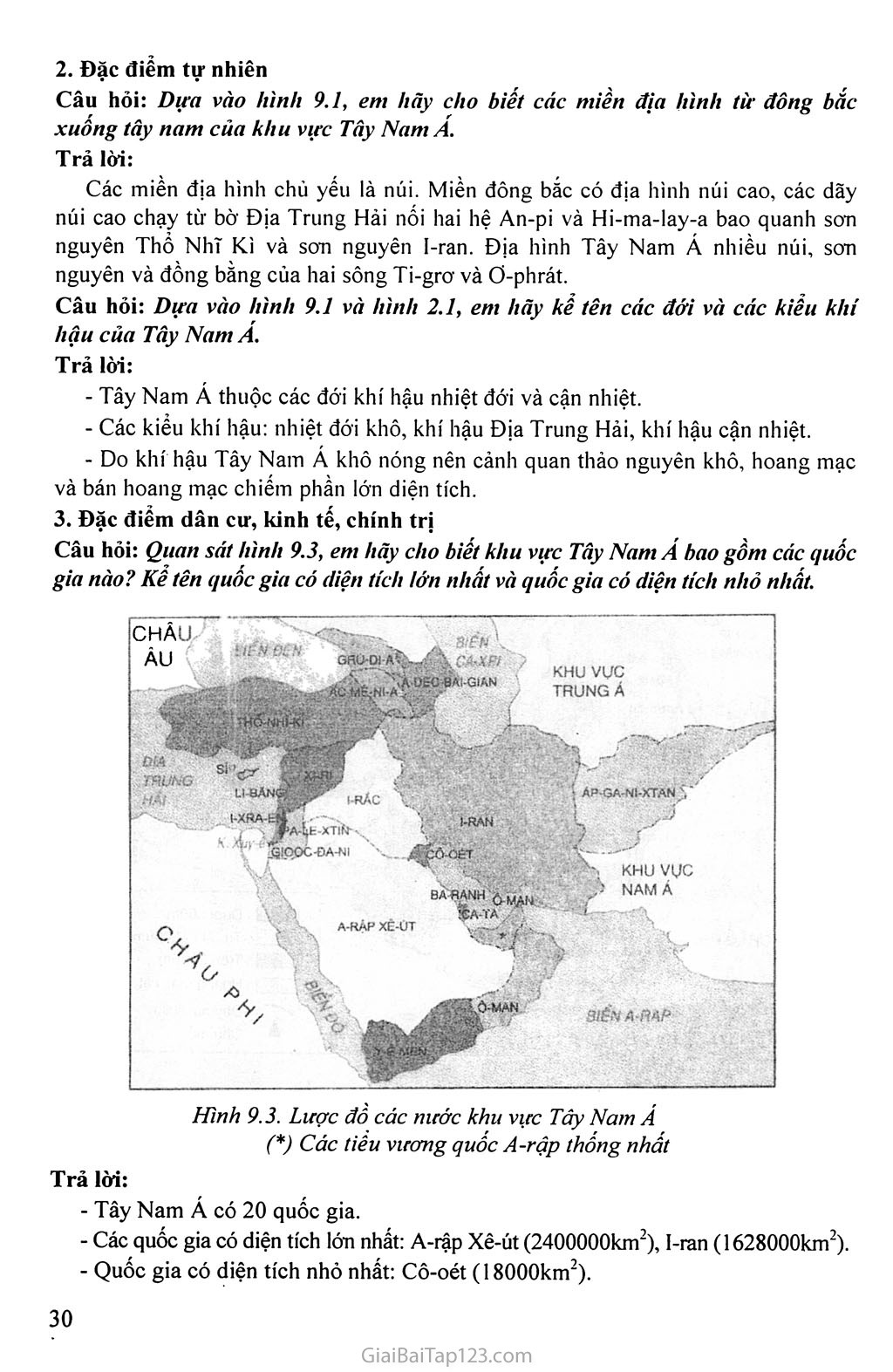 Bài 9. Khu vực Tây Nam Á trang 2